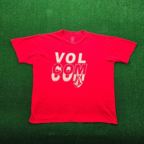 Volcom Tshirt Mens XL Red Short Sleeve Logo Graphic Casual Skater Surf Y2k‎ Tee - Picture 1 of 6